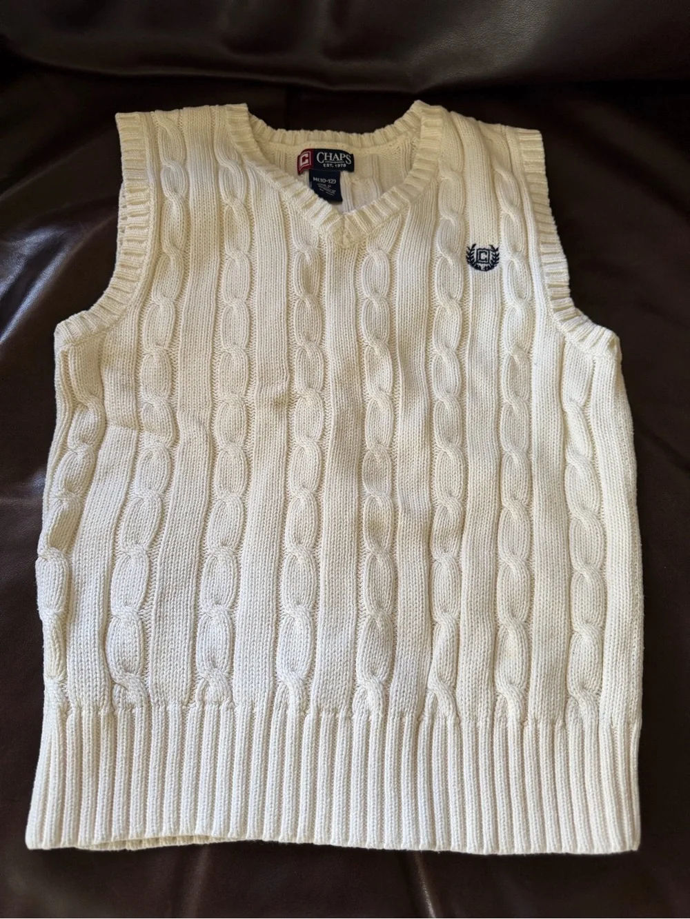 Chaps Cream Cable Knit Sweater Vest